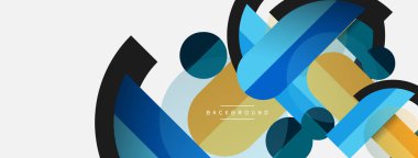 Geometrik şekiller bileşim soyut arkaplan. Çember çizgileri ve dikdörtgenler. Duvar kağıdı afişi veya iniş sayfası için vektör illüstrasyonu