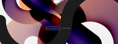 Yuvarlak şekiller daireler ve diğer geometrik şekiller. Duvar kağıdı afişi arkaplan kartı veya iniş sayfası için vektör illüstrasyonu