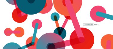 Soyut arkaplan. Yuvarlak noktalar çizgilerle birleşti. Duvar kağıdı, afiş, arkaplan veya iniş için moda tekno iş şablonu