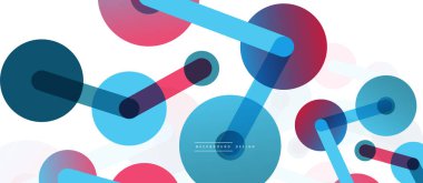 Soyut arkaplan. Yuvarlak noktalar çizgilerle birleşti. Duvar kağıdı, afiş, arkaplan veya iniş için moda tekno iş şablonu