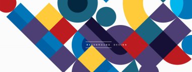 Çember ve kare geometrik arkaplan. Duvar kağıdı, pankart, arkaplan ya da iniş için üçgen ve kareli yuvarlak şekiller