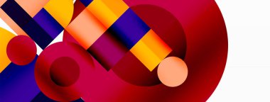 Güzel soyut bir arka plan. Çemberler, üçgen şekiller ve kareler. Duvar kağıdı, pankart, arkaplan veya iniş için en küçük geometrik şablon