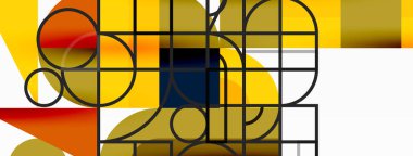 Minimum geometrik soyut arkaplan. Çember kare ve üçgen tasarım. Duvar kağıdı, afiş, arkaplan veya iniş için moda tekno iş şablonu