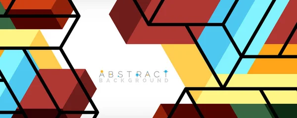 Abstracte achtergrond. 3d blokjes, kubieke elementen en blokken. Techno of business concept voor behang, banner, achtergrond, landing page — Stockvector