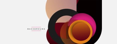 Çember ve yuvarlak şekiller soyut arkaplan. Duvar kağıdı afişi veya iniş sayfası için vektör illüstrasyonu