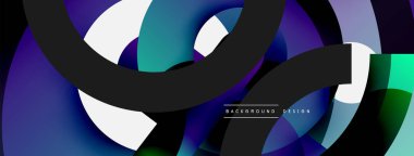 Yuvarlak şekiller daireler ve diğer geometrik şekiller. Duvar kağıdı afişi arkaplan kartı veya iniş sayfası için vektör illüstrasyonu