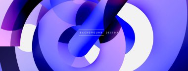 Yuvarlak şekiller daireler ve diğer geometrik şekiller. Duvar kağıdı afişi arkaplan kartı veya iniş sayfası için vektör illüstrasyonu