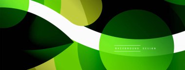 Renkli geometrik şekilli soyut arkaplan. Yuvarlak şekilli, daire ve çizgilerle çok güzel bir arka plan. Geometrik tasarım. Vektör illüstrasyonu