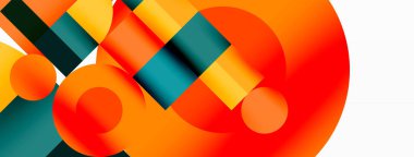 Güzel soyut bir arka plan. Çemberler, üçgen şekiller ve kareler. Duvar kağıdı, pankart, arkaplan veya iniş için en küçük geometrik şablon