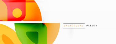 Renkli minimetrik geometrik soyut arkaplan. Yuvarlak elementlerle üçgen şekli, daireler. Duvar kağıdı, afiş, arkaplan veya iniş için moda tekno iş şablonu