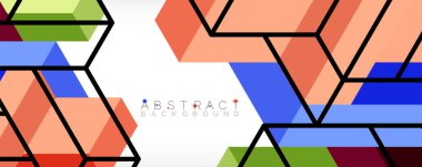 Soyut arkaplan. 3 boyutlu küp, küp elementler ve bloklar. Duvar kağıdı, afiş, arkaplan, iniş sayfası için tekno veya iş konsepti