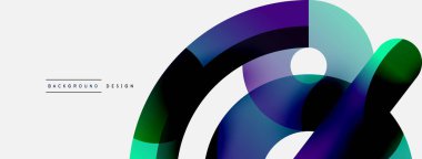 Yuvarlak şekiller daireler ve diğer geometrik şekiller. Duvar kağıdı afişi arkaplan kartı veya iniş sayfası için vektör illüstrasyonu