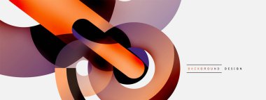 Yuvarlak şekiller daireler ve diğer geometrik şekiller. Duvar kağıdı afişi arkaplan kartı veya iniş sayfası için vektör illüstrasyonu