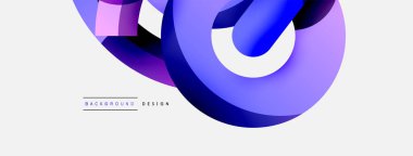 Yuvarlak şekiller daireler ve diğer geometrik şekiller. Duvar kağıdı afişi arkaplan kartı veya iniş sayfası için vektör illüstrasyonu