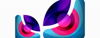 Renkli geometrik şekilli soyut arkaplan. Yuvarlak şekilli, daire ve çizgilerle çok güzel bir arka plan. Geometrik tasarım. Vektör illüstrasyonu