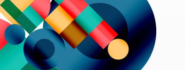 Güzel soyut bir arka plan. Çemberler, üçgen şekiller ve kareler. Duvar kağıdı, pankart, arkaplan veya iniş için en küçük geometrik şablon