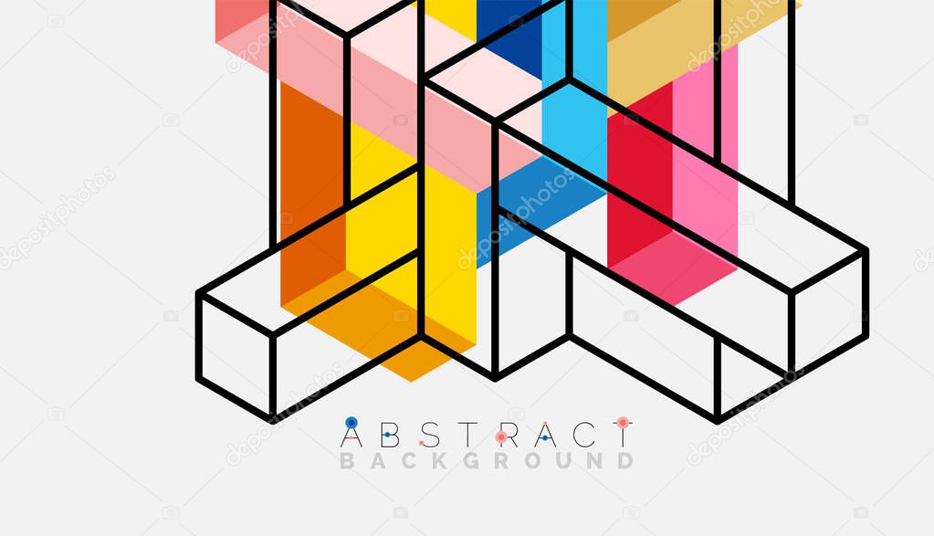 Abstract background. 3d cubes, cubic elements and blocks. Techno or business concept for wallpaper, banner, background, landing page