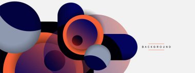 Çember ve yuvarlak şekiller soyut arkaplan. Duvar kağıdı afişi veya iniş sayfası için vektör illüstrasyonu