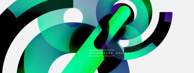 Yuvarlak şekiller daireler ve diğer geometrik şekiller. Duvar kağıdı afişi arkaplan kartı veya iniş sayfası için vektör illüstrasyonu