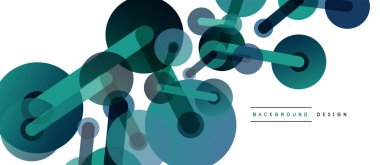 Soyut arkaplan. Yuvarlak noktalar çizgilerle birleşti. Duvar kağıdı, afiş, arkaplan veya iniş için moda tekno iş şablonu