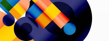 Güzel soyut bir arka plan. Çemberler, üçgen şekiller ve kareler. Duvar kağıdı, pankart, arkaplan veya iniş için en küçük geometrik şablon