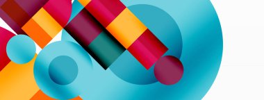 Güzel soyut bir arka plan. Çemberler, üçgen şekiller ve kareler. Duvar kağıdı, pankart, arkaplan veya iniş için en küçük geometrik şablon