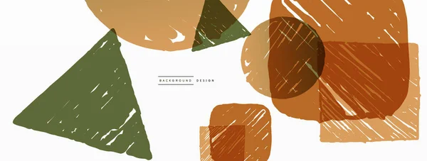 Abstracte achtergrond. Handgetekende geometrische vorm - vierkant, cirkel en driehoek. Craft business concept template voor behang, banner, achtergrond of landing — Stockvector