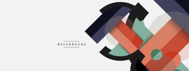 Geometrik şekiller bileşim soyut arkaplan. Çember çizgileri ve dikdörtgenler. Duvar kağıdı afişi veya iniş sayfası için vektör illüstrasyonu