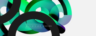 Yuvarlak şekiller daireler ve diğer geometrik şekiller. Duvar kağıdı afişi arkaplan kartı veya iniş sayfası için vektör illüstrasyonu