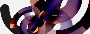 Yuvarlak şekiller daireler ve diğer geometrik şekiller. Duvar kağıdı afişi arkaplan kartı veya iniş sayfası için vektör illüstrasyonu