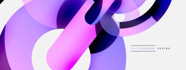 Yuvarlak şekiller daireler ve diğer geometrik şekiller. Duvar kağıdı afişi arkaplan kartı veya iniş sayfası için vektör illüstrasyonu