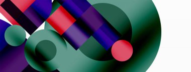 Güzel soyut bir arka plan. Çemberler, üçgen şekiller ve kareler. Duvar kağıdı, pankart, arkaplan veya iniş için en küçük geometrik şablon