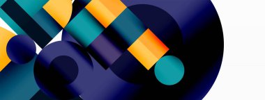 Güzel soyut bir arka plan. Çemberler, üçgen şekiller ve kareler. Duvar kağıdı, pankart, arkaplan veya iniş için en küçük geometrik şablon