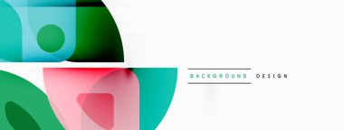 Renkli minimetrik geometrik soyut arkaplan. Yuvarlak elementlerle üçgen şekli, daireler. Duvar kağıdı, afiş, arkaplan veya iniş için moda tekno iş şablonu