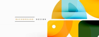 Renkli minimetrik geometrik soyut arkaplan. Yuvarlak elementlerle üçgen şekli, daireler. Duvar kağıdı, afiş, arkaplan veya iniş için moda tekno iş şablonu