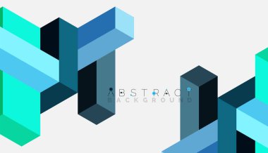 Soyut arkaplan. 3 boyutlu küp, küp elementler ve bloklar. Duvar kağıdı, afiş, arkaplan, iniş sayfası için tekno veya iş konsepti
