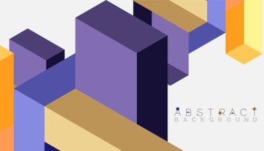 Soyut arkaplan. 3 boyutlu küp, küp elementler ve bloklar. Duvar kağıdı, afiş, arkaplan, iniş sayfası için tekno veya iş konsepti