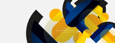 Geometrik şekiller bileşim soyut arkaplan. Çember çizgileri ve dikdörtgenler. Duvar kağıdı afişi veya iniş sayfası için vektör illüstrasyonu