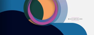 Yaratıcı geometrik duvar kağıdı. Asgari soyut arkaplan. Duvar kağıdı arkaplanı veya iniş sayfası için daire bileşimi vektör çizimi