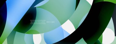 Yuvarlak şekiller daireler ve diğer geometrik şekiller. Duvar kağıdı afişi arkaplan kartı veya iniş sayfası için vektör illüstrasyonu