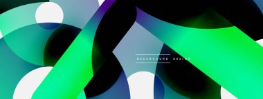 Yuvarlak şekiller daireler ve diğer geometrik şekiller. Duvar kağıdı afişi arkaplan kartı veya iniş sayfası için vektör illüstrasyonu
