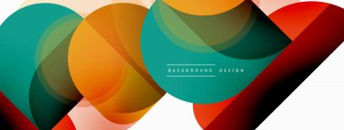 Yuvarlak üçgen çizgileri ve daireleri şekillendirir. Duvar kağıdı afişi arkaplanı veya iniş sayfası için Geometrik vektör çizimi