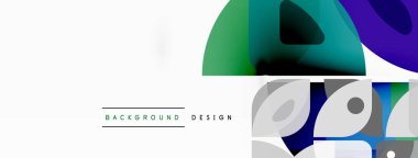 Renkli minimetrik geometrik soyut arkaplan. Yuvarlak elementlerle üçgen şekli, daireler. Duvar kağıdı, afiş, arkaplan veya iniş için moda tekno iş şablonu