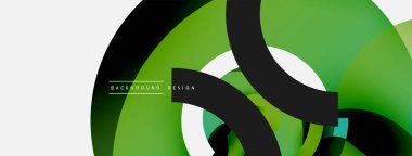 Yuvarlak şekiller daireler ve diğer geometrik şekiller. Duvar kağıdı afişi arkaplan kartı veya iniş sayfası için vektör illüstrasyonu