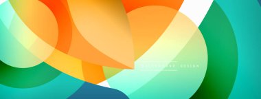 Renkli geometrik şekilli soyut arkaplan. Yuvarlak şekilli, daire ve çizgilerle çok güzel bir arka plan. Geometrik tasarım. Vektör illüstrasyonu