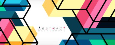 Soyut arkaplan. 3 boyutlu küp, küp elementler ve bloklar. Duvar kağıdı, afiş, arkaplan, iniş sayfası için tekno veya iş konsepti