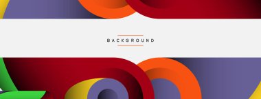 Soyut arkaplan. Minimum geometrik daireler ve koyu gölgeli yuvarlak şekiller. Duvar kağıdı afişi veya arkaplan için moda teknoloji iş şablonu