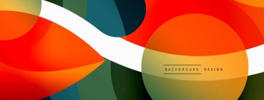 Yaratıcı geometrik duvar kağıdı. Asgari soyut arkaplan. Duvar kağıdı arkaplanı veya iniş sayfası için daire dalga ve yuvarlak şekiller kompozisyon vektör çizimi