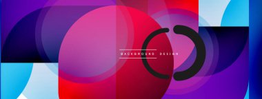 Yuvarlak üçgen çizgileri ve daireleri şekillendirir. Duvar kağıdı afişi arkaplanı veya iniş sayfası için Geometrik vektör çizimi