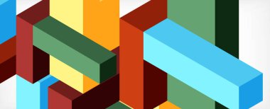 Soyut arkaplan. 3 boyutlu küp, küp elementler ve bloklar. Duvar kağıdı, afiş, arkaplan, iniş sayfası için tekno veya iş konsepti